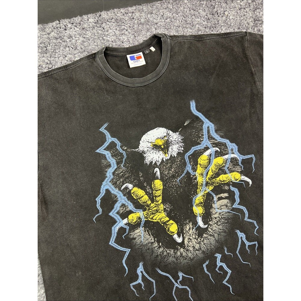 Y2K Eagle Lightning Black Grit Athletics T-Shirt Sz L